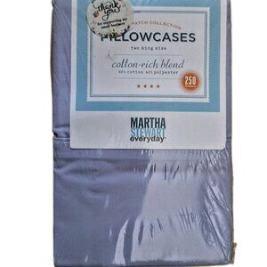 2 King Martha Stewart Everday Cotton Rich Blend Wisteria Pillowcases NIP